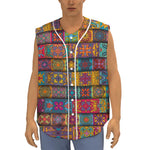 Rectangle Mandala Bohemian Pattern Print Sleeveless Baseball Jersey