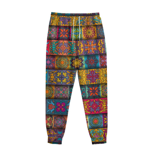 Rectangle Mandala Bohemian Pattern Print Sweatpants