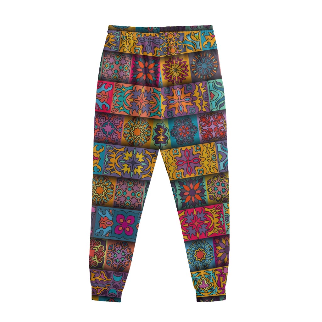 Rectangle Mandala Bohemian Pattern Print Sweatpants
