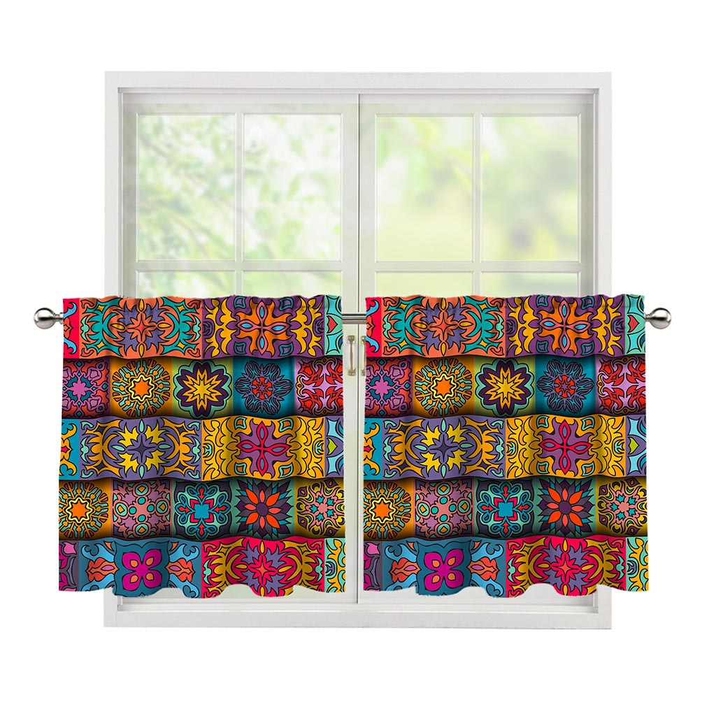Rectangle Mandala Bohemian Pattern Print Tier Curtains