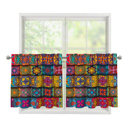 Rectangle Mandala Bohemian Pattern Print Tier Curtains