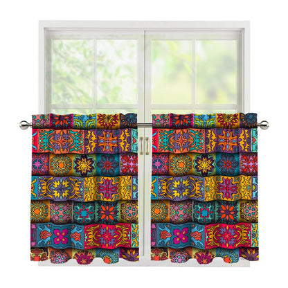 Rectangle Mandala Bohemian Pattern Print Tier Curtains