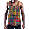 Rectangle Mandala Bohemian Pattern Print Men's Workout Tank Top
