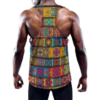 Rectangle Mandala Bohemian Pattern Print Training Tank Top