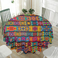 Rectangle Mandala Bohemian Pattern Print Waterproof Round Tablecloth