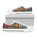 Rectangle Mandala Bohemian Pattern Print White Low Top Sneakers