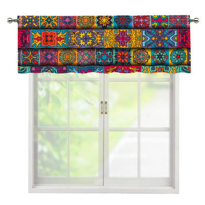 Rectangle Mandala Bohemian Pattern Print Window Valance