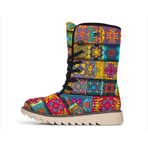 Rectangle Mandala Bohemian Pattern Print Winter Boots