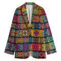 Rectangle Mandala Bohemian Pattern Print Women's Blazer