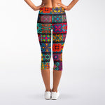 Rectangle Mandala Bohemian Pattern Print Women's Capri Leggings
