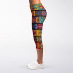 Rectangle Mandala Bohemian Pattern Print Women's Capri Leggings