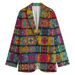 Rectangle Mandala Bohemian Pattern Print Women's Cotton Blazer