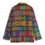 Rectangle Mandala Bohemian Pattern Print Women's Cotton Blazer