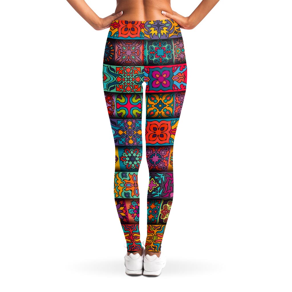 Rectangle Mandala Bohemian Pattern Print Women's Leggings