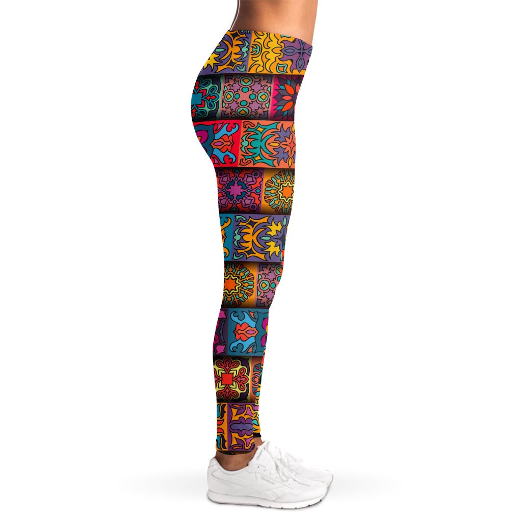 Rectangle Mandala Bohemian Pattern Print Women's Leggings