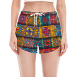 Rectangle Mandala Bohemian Pattern Print Women's Split Running Shorts