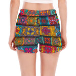 Rectangle Mandala Bohemian Pattern Print Women's Split Running Shorts
