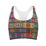 Rectangle Mandala Bohemian Pattern Print Women's Sports Bra