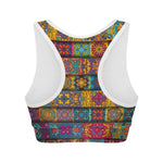 Rectangle Mandala Bohemian Pattern Print Women's Sports Bra