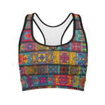 Rectangle Mandala Bohemian Pattern Print Women's Sports Bra