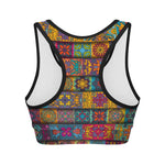 Rectangle Mandala Bohemian Pattern Print Women's Sports Bra