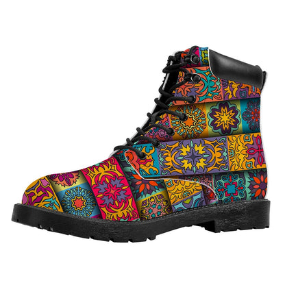 Rectangle Mandala Bohemian Pattern Print Work Boots