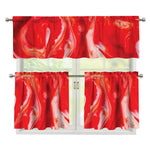Red Acid Melt Print 3 Piece Kitchen Curtains
