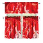 Red Acid Melt Print 3 Piece Kitchen Curtains