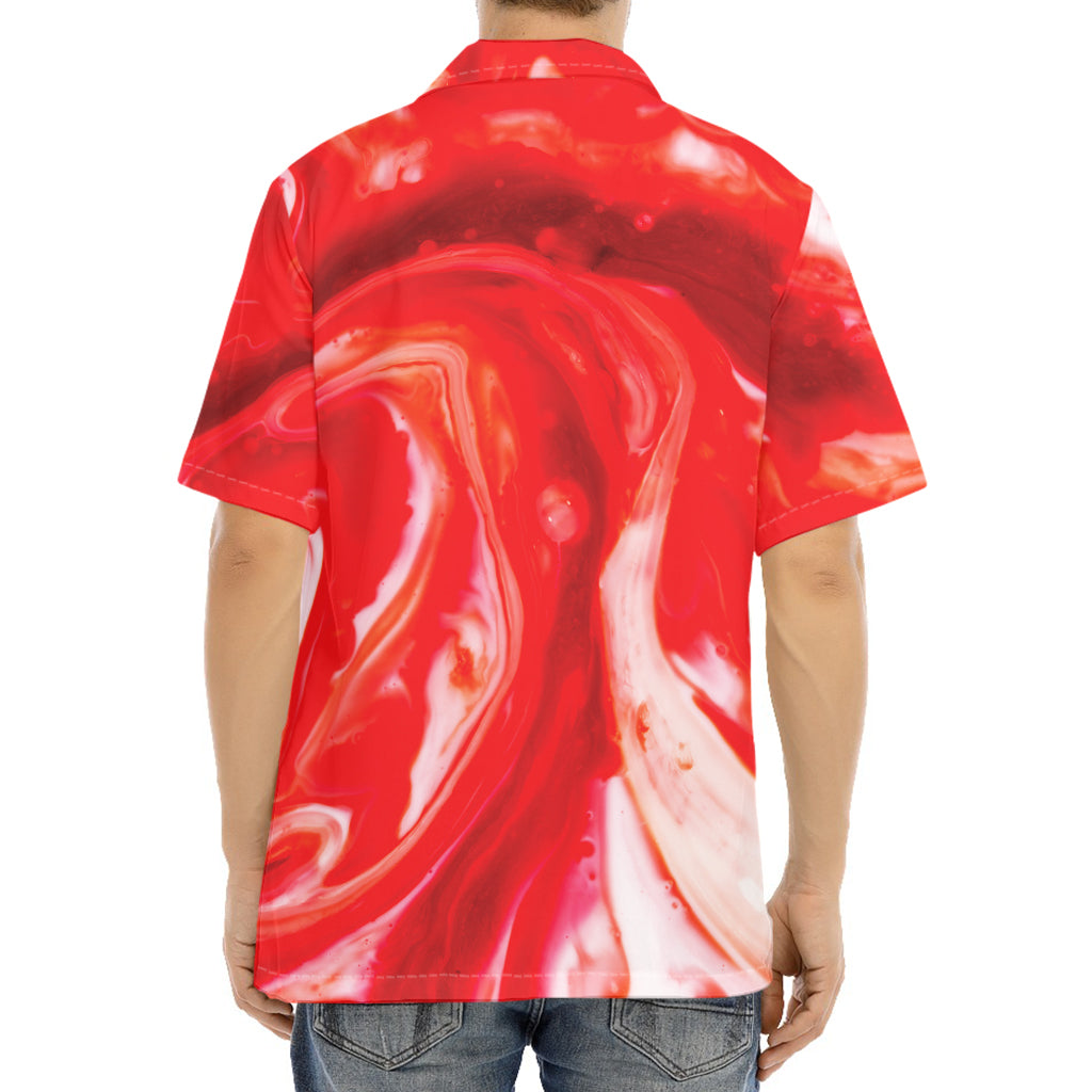 Red Acid Melt Print Aloha Shirt