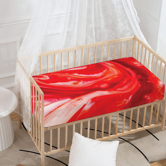 Red Acid Melt Print Baby Crib Sheet