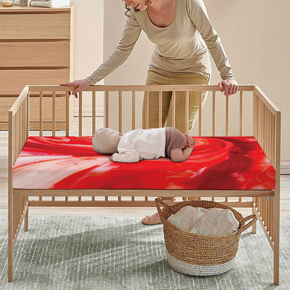 Red Acid Melt Print Baby Crib Sheet