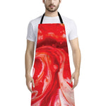 Red Acid Melt Print Bib Apron With Pocket