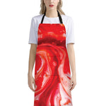 Red Acid Melt Print Bib Apron With Pocket