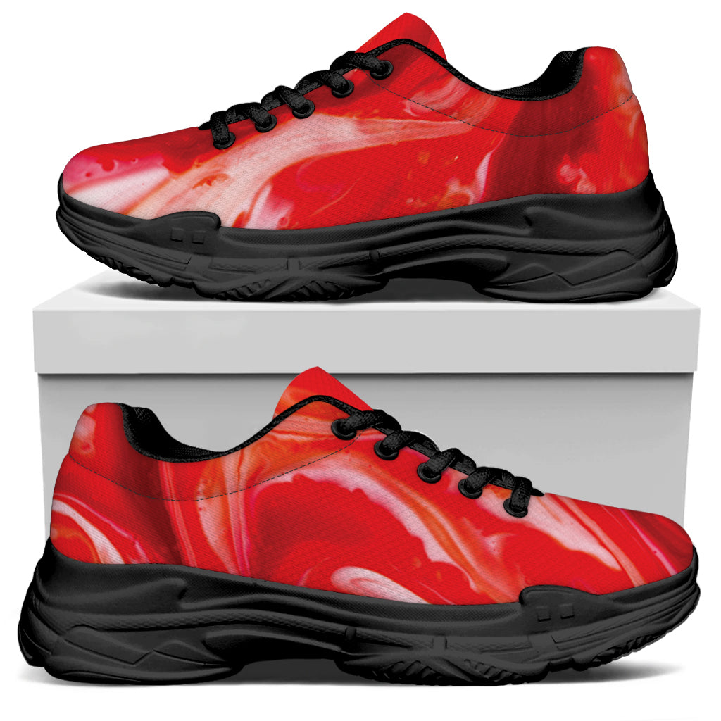 Red Acid Melt Print Black Chunky Shoes