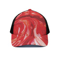 Red Acid Melt Print Black Mesh Trucker Hat