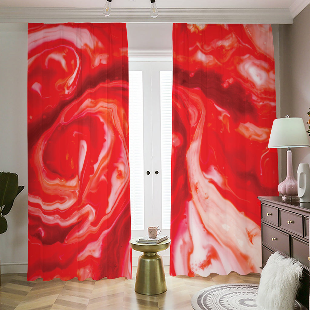 Red Acid Melt Print Blackout Pencil Pleat Curtains