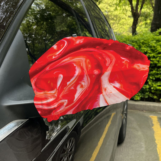 Red Acid Melt Print Car Side Mirror Covers