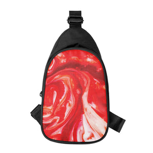 Red Acid Melt Print Chest Bag