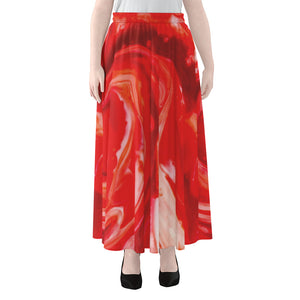 Red Acid Melt Print Chiffon Maxi Skirt