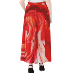 Red Acid Melt Print Chiffon Maxi Skirt