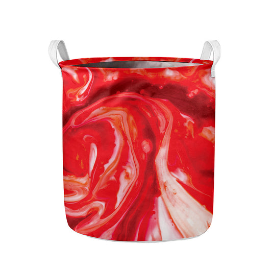 Red Acid Melt Print Collapsible Laundry Basket
