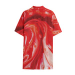 Red Acid Melt Print Cotton Hawaiian Shirt