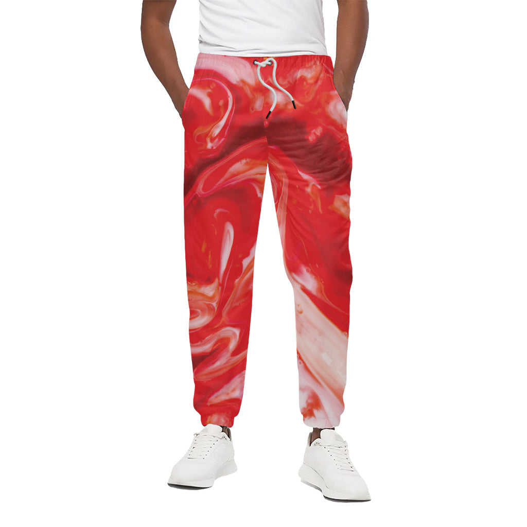 Red Acid Melt Print Cotton Pants