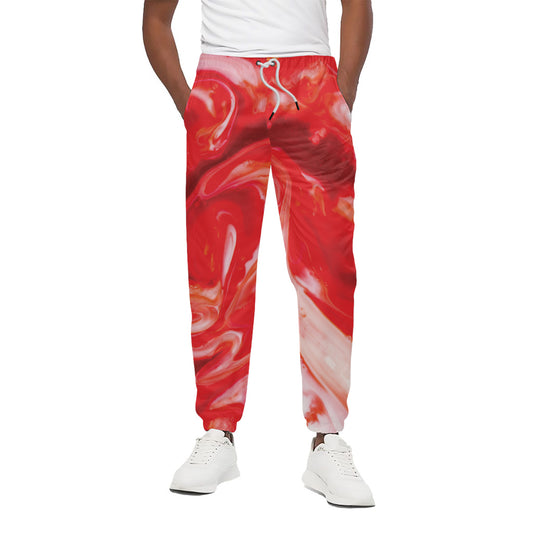 Red Acid Melt Print Cotton Pants