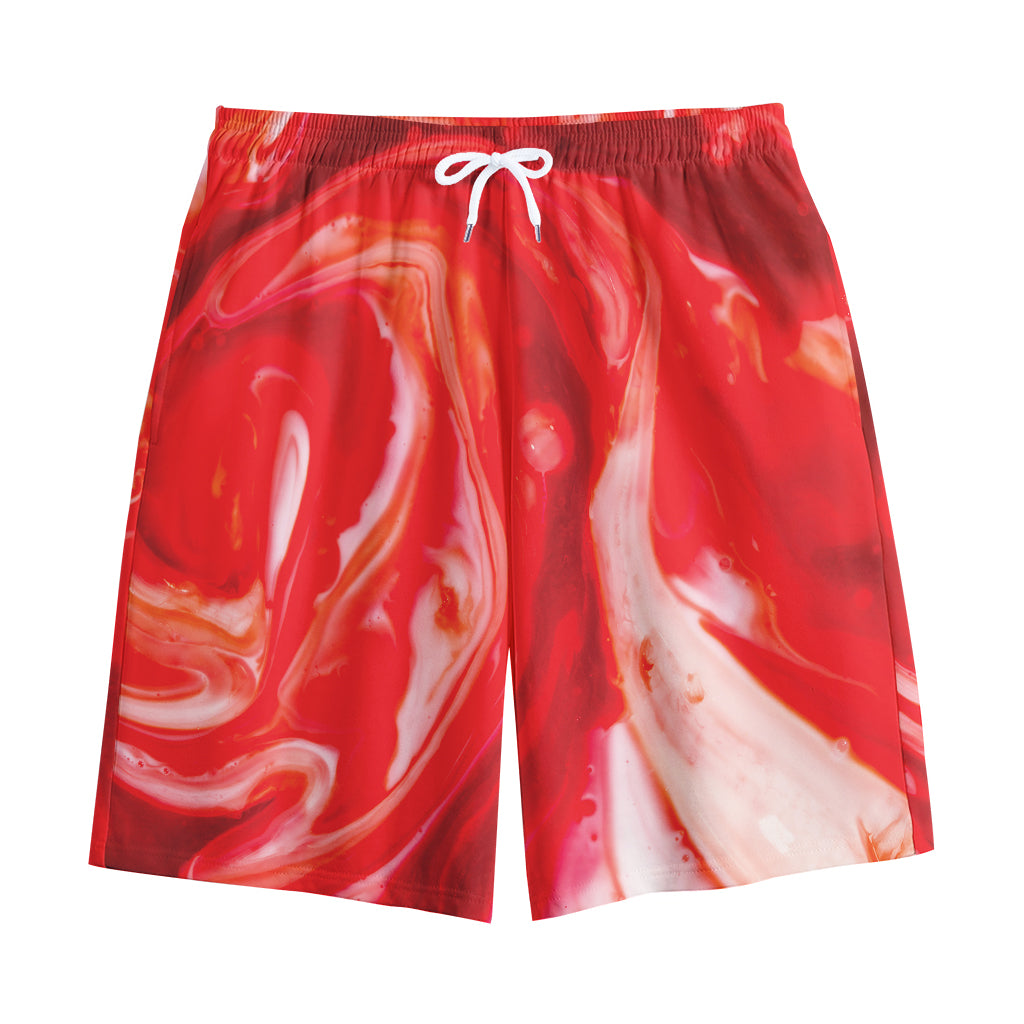 Red Acid Melt Print Cotton Shorts