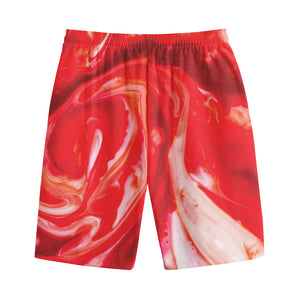 Red Acid Melt Print Cotton Shorts