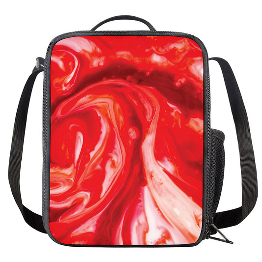 Red Acid Melt Print Crossbody Lunch Bag