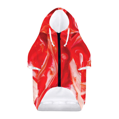 Red Acid Melt Print Dog Zip Up Hoodie