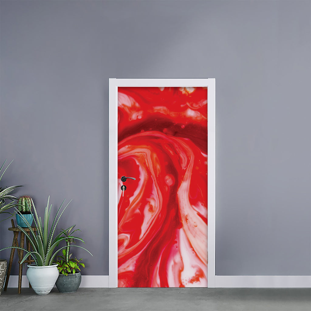 Red Acid Melt Print Door Sticker