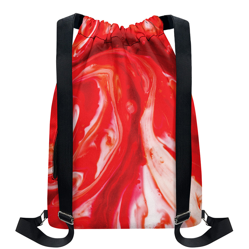 Red Acid Melt Print Drawstring Backpack